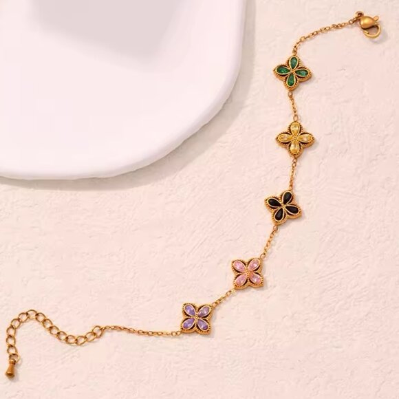 18k gold lucky clover bracelet - Picture 2 of 3